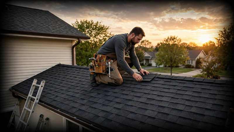 Roofer repairing chimney step flashing to stop a roof leak in Sicklerville